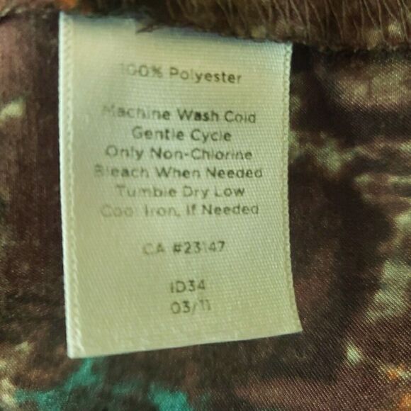 Talbots Blouse Brown Short Sleeve Pleated Boho Abstract Shirt Women Petites 16 - Picture 8 of 10